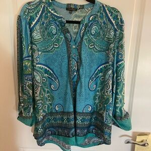 Ava & Grace Turquoise Paisley Blouse